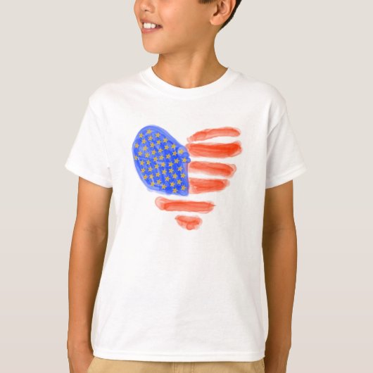 T-shirt Pièce en t patriotique de coeur (Devant)