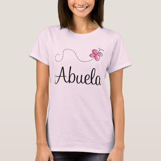 T-shirt Pièce en t rose de cadeau d'Abuela de papillon (Devant)