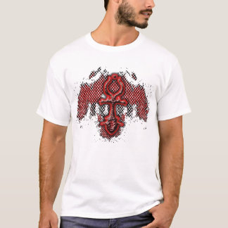 T-shirt Pièce en t rouge de forme d'ombre d'Ankh