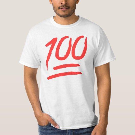 T-shirt pièce en t rouge du monde de "100" Emoji (Devant)