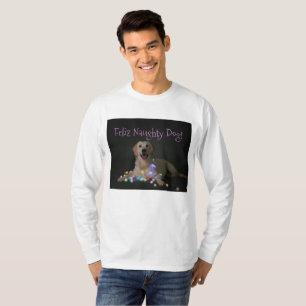 T-shirt Pièce en t vilaine de Noël de chien