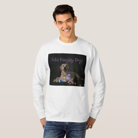 T-shirt Pièce en t vilaine de Noël de chien (Devant entier)