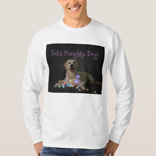 T-shirt Pièce en t vilaine de Noël de chien (Devant)