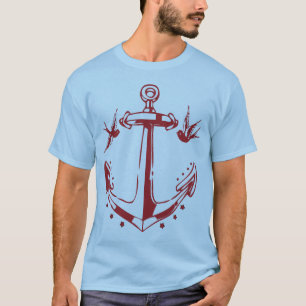 T-shirt Pièce en t vintage d'Ancre et de moineau de