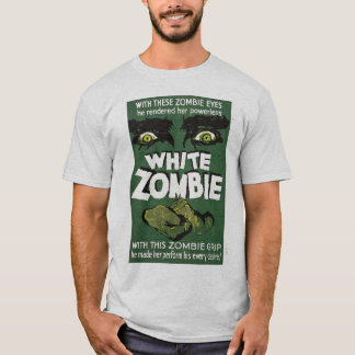 T-shirt Pièce en t vintage de film de zombi blanc