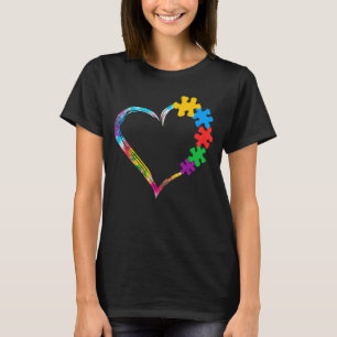 T-shirt Pièces de puzzle de cœur d'amour Tie Dye Sensibili