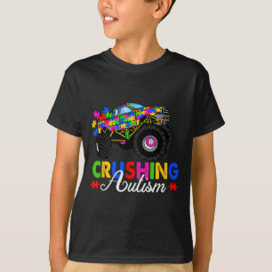 T-shirt Pièces de puzzle de monster truck écrasant l'autis