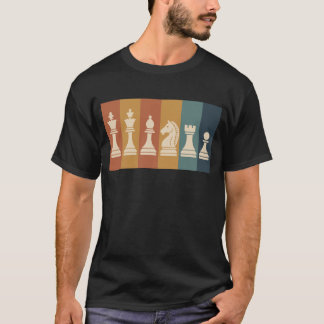 T-shirt Pièces d'échecs rétro Art de bloc de couleur