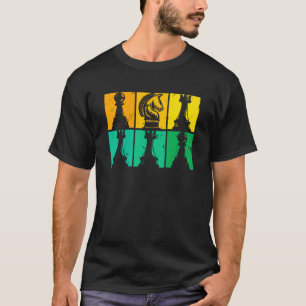 T-shirt Pièces d'échecs rétro mat Grand maître jeu d'échec