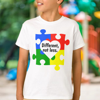T-shirt Pièces Différentes, Pas Moins Puzzle Coeur Blanc