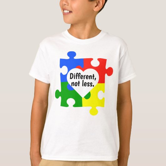 T-shirt Pièces Différentes, Pas Moins Puzzle Coeur Blanc (Devant)