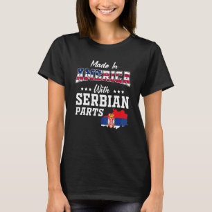 T-shirt Pièces serbes d'Amérique Carte de Serbie Drapeau É