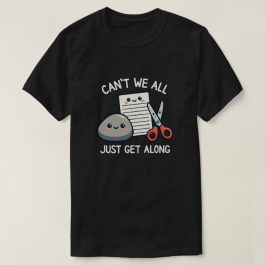 T-shirt Pierre Feuille Ciseaux Mignons, Soyons Amis Jeu Dr (Design devant)