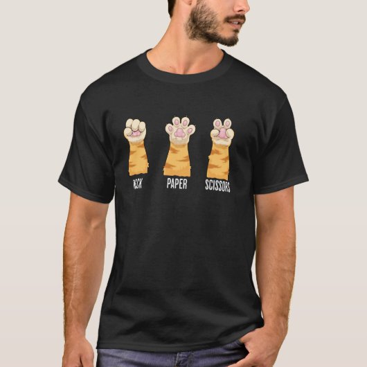 T-shirt Pierre Feuille Ciseaux Pattes de Chat Jeu de Main (Devant)