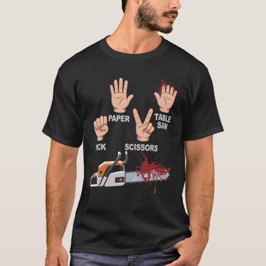 T-shirt Pierre Feuille Ciseaux Scie à Table Tronçonneuse M (Devant)