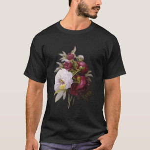 T-shirt Pierre Joseph Redoute Blanc Peony Rouge