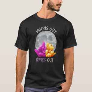 T-shirt Pierres d'Éléments de Cristal Lune Épuisée Runes É