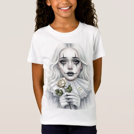 T-Shirt Pierrot à la rose blanche (Devant)