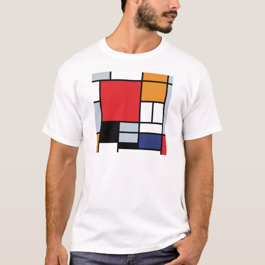 T-shirt Piet Mondrian - Composition avec un grand plan rou (Devant)