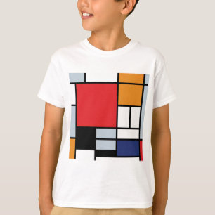T-shirt Piet Mondrian - Composition avec un grand plan rou