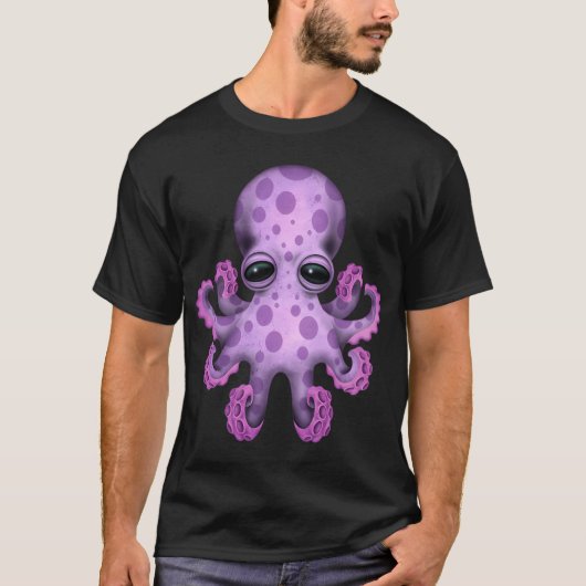 T-shirt Pieuvre Bébé Violette Mignonne (Devant)