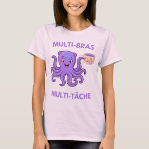 T-shirt Pieuvre Café & Chaos – Humour Bureau Multitasking