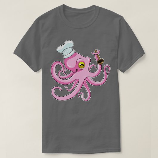 T-shirt Pieuvre comme cuisinier avec cuillère en bois (Design devant)