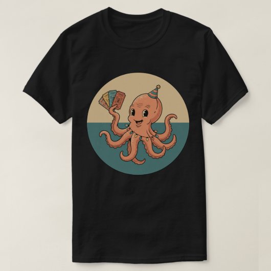 T-shirt Pieuvre de fête avec billets de carnaval - Amuseme (Design devant)