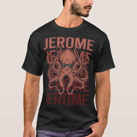 T-shirt Pieuvre Drôle - Nom Jerome (Devant)