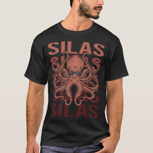T-shirt Pieuvre drôle - Nom Silas (Devant)