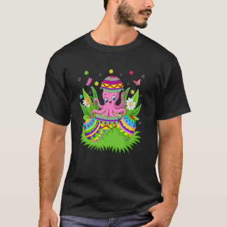 T-shirt Pieuvre Joyeux Lapin de Pâques Chasse aux œufs Pie