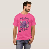 T-shirt Pieuvre Mauve Multi-bras & Multi-tâche – café (Devant entier)