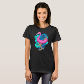 T-shirt Pieuvre Portant Un Flamant rose Hoop Pool Party (Devant entier)