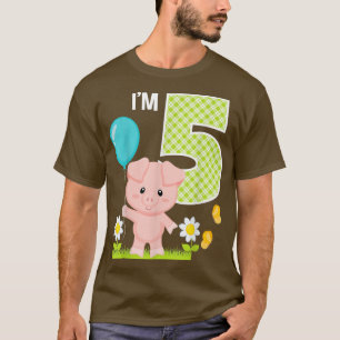 T-shirt Pig 5th Birthday Toddler 5 Year Old Birthday Boy P