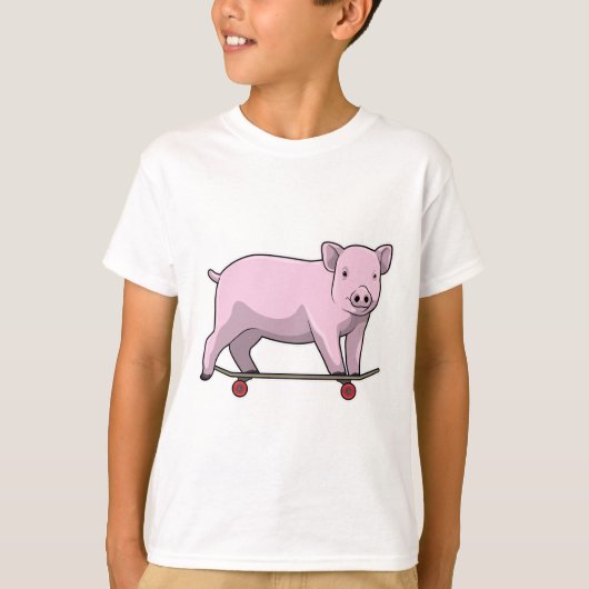 T-shirt Pig as skater avec skate (Devant)
