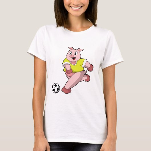 T-shirt Pig as Soccer player with Soccer (Devant)