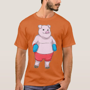 T-shirt Pig at Boxing with Boxing gloves