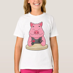 T-shirt Pig au Poker avec cartes de Poker