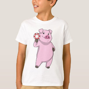 T-shirt Pig au Poker avec des jetons de Poker
