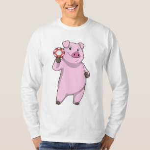 T-shirt Pig au Poker avec des jetons de Poker