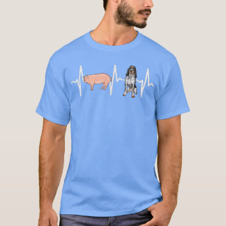 T-shirt Pig Bluetick Coonhound Amoureux des chiens Heartbe