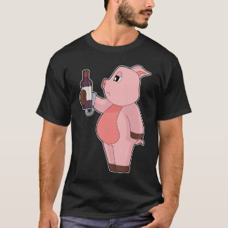 T-shirt Pig Bottle Red wine
