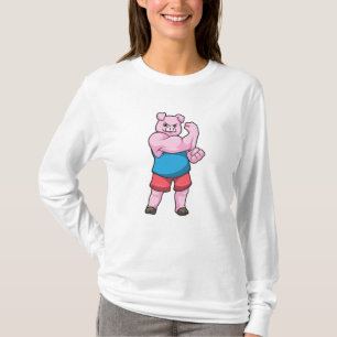 T-shirt Pig comme Bodybuilder avec grand bras Supérieur