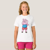 T-shirt Pig comme Bodybuilder avec grand bras Supérieur (Devant entier)