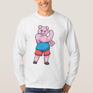 T-shirt Pig comme Bodybuilder avec grand bras Supérieur