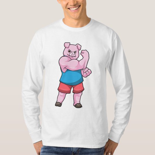 T-shirt Pig comme Bodybuilder avec grand bras Supérieur (Devant)