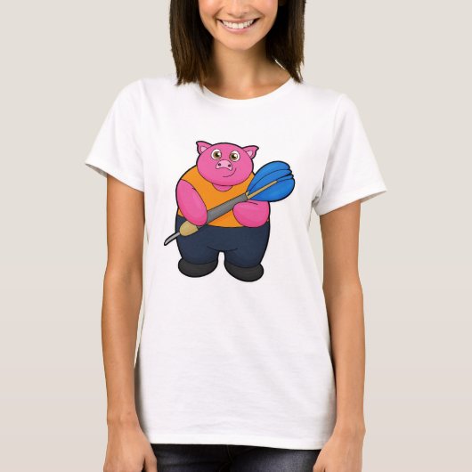 T-shirt Pig comme joueur de fléchettes avec fléchettes (Devant)