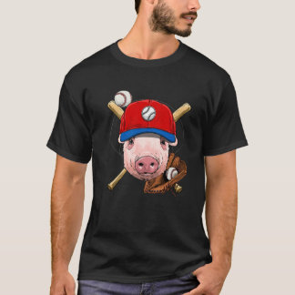 T-shirt Pig de baseball Pig Amateurs de baseball Joueur de