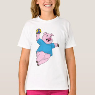 T-shirt Pig en tant que joueur de handball avec Handball