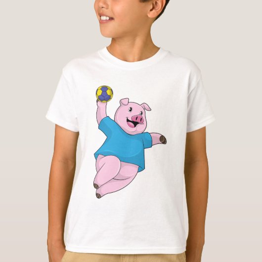 T-shirt Pig en tant que joueur de handball avec Handball (Devant)